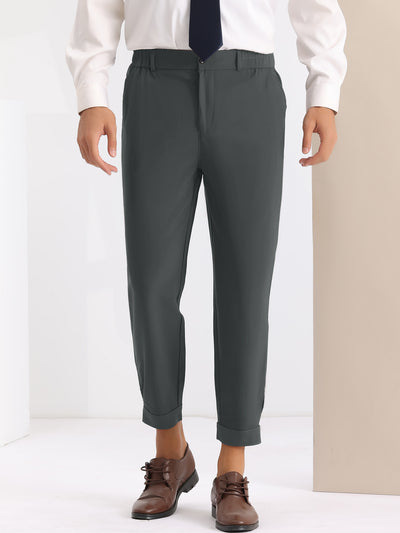 Dress Pants Lightweight Expandable Waist Work Office Tapered Trousers