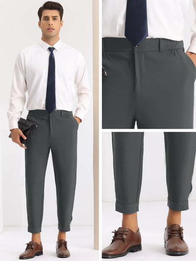 Dress Pants Lightweight Expandable Waist Work Office Tapered Trousers