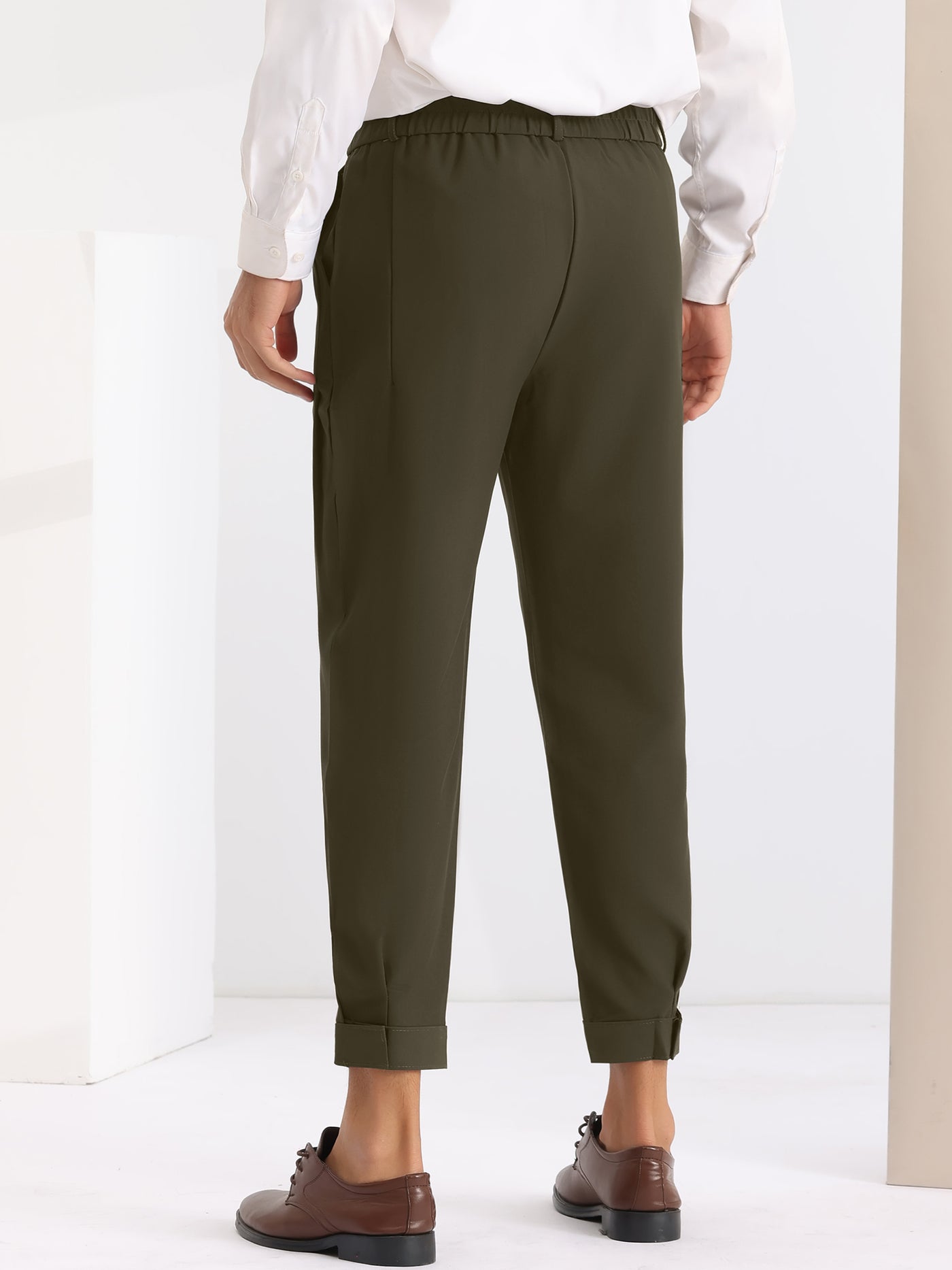 Bublédon Dress Pants Lightweight Expandable Waist Work Office Tapered Trousers