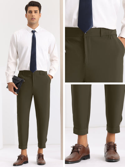 Dress Pants Lightweight Expandable Waist Work Office Tapered Trousers