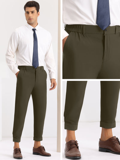 Dress Pants Lightweight Expandable Waist Work Office Tapered Trousers