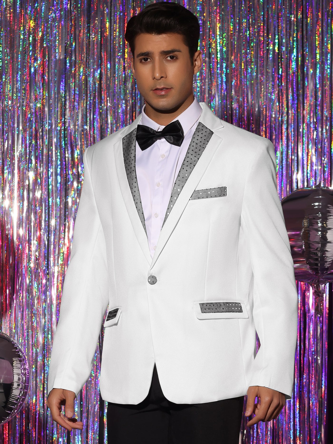 Bublédon Sequin Blazers Notched Lapel Party Costume Shiny Sports Coats