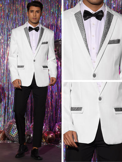 Sequin Blazers Notched Lapel Party Costume Shiny Sports Coats