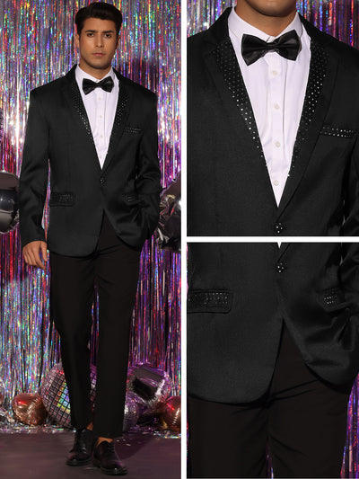 Sequin Blazers Notched Lapel Party Costume Shiny Sports Coats