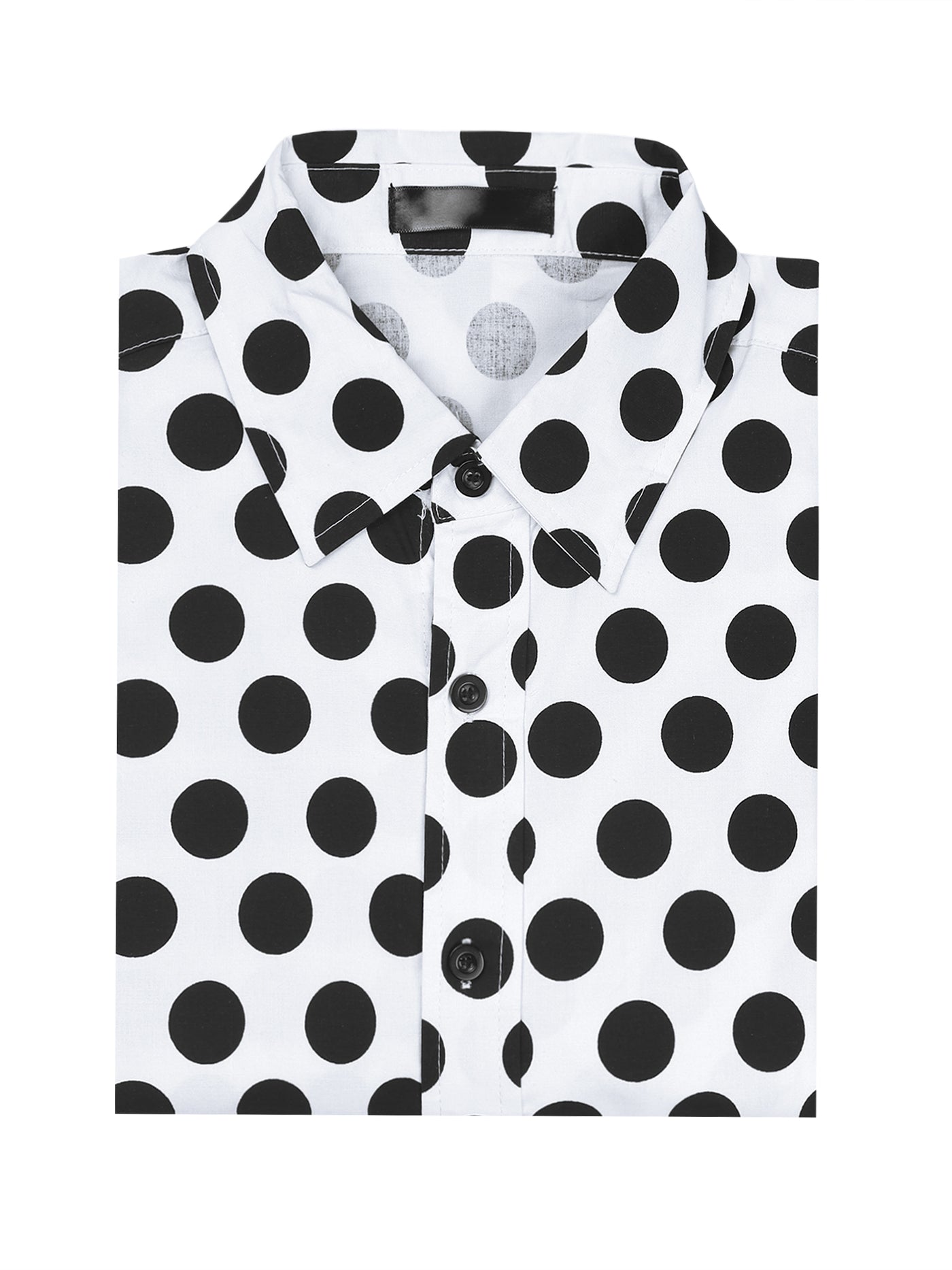 Bublédon Polka Dots Pattern Point Collar Short Sleeves Printed Dress Shirts