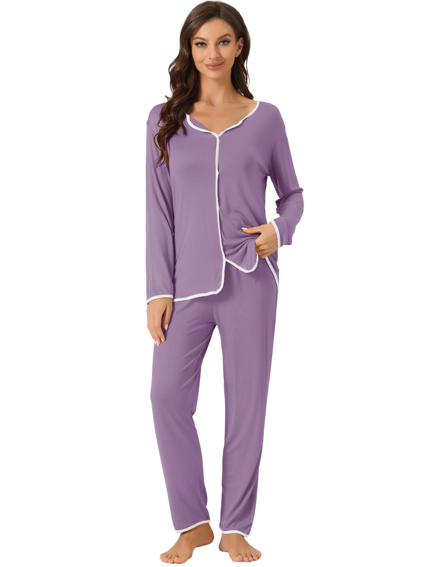 Bublédon Womens Sleepwear Pajamas Long Sleeve Pullover Tops with Pants Lounge Sets