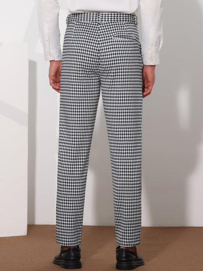 Houndstooth Dress Pants for Men's Classic Straight Leg Business Plaid Trousers