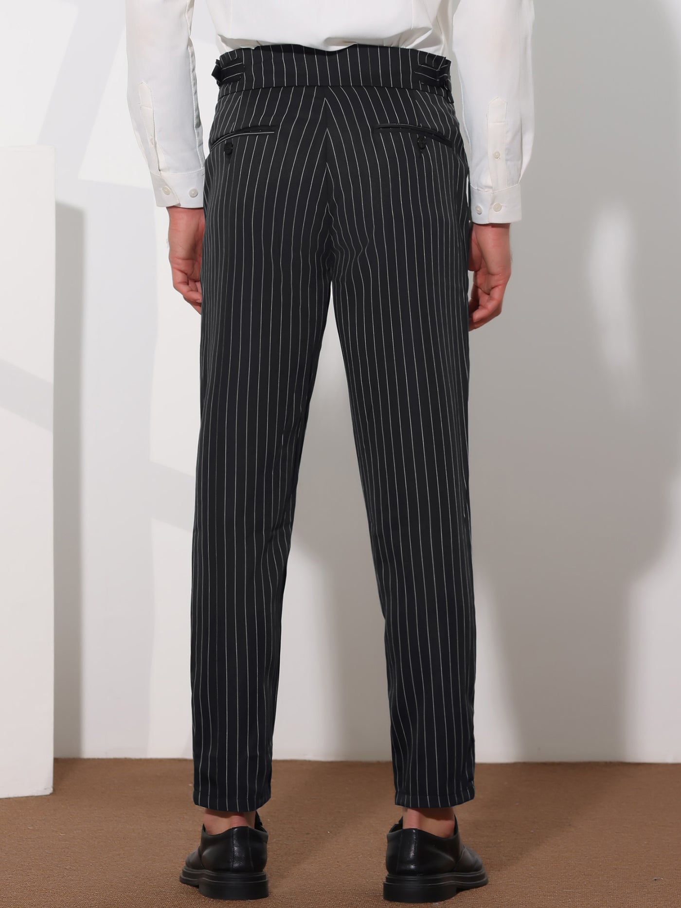 Bublédon Striped Tapered Pleated Front Formal Dress Pants