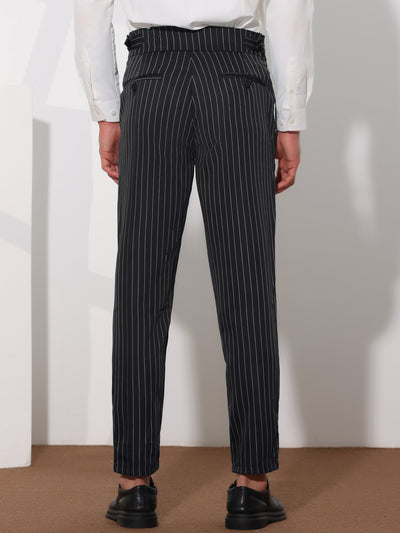 Striped Tapered Pleated Front Formal Dress Pants