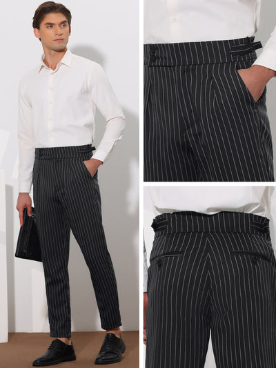 Striped Tapered Pleated Front Formal Dress Pants