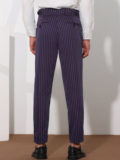 Striped Tapered Pleated Front Formal Dress Pants