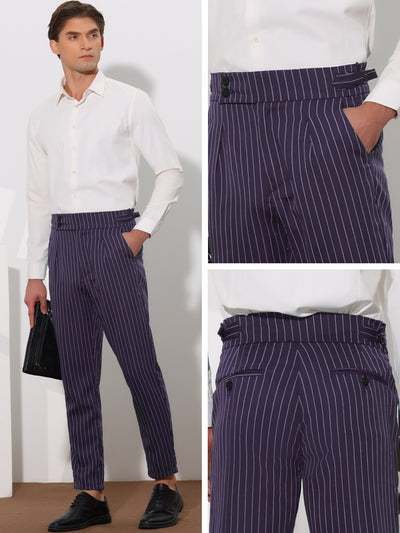 Striped Tapered Pleated Front Formal Dress Pants