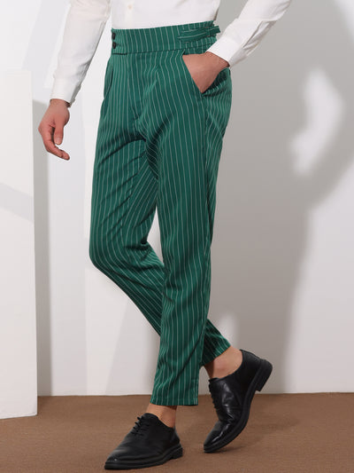 Bublédon Striped Tapered Pleated Front Formal Dress Pants