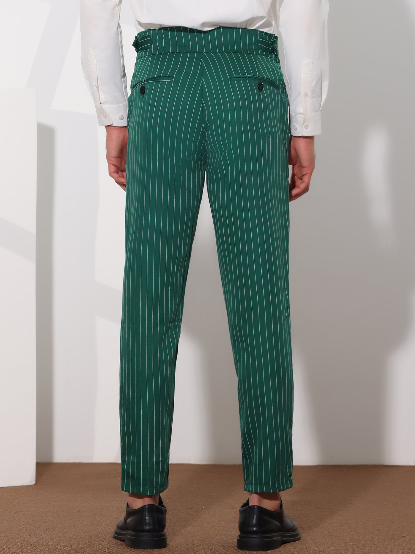 Bublédon Striped Tapered Pleated Front Formal Dress Pants