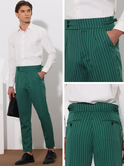 Striped Tapered Pleated Front Formal Dress Pants