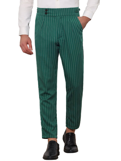 Striped Tapered Pleated Front Formal Dress Pants