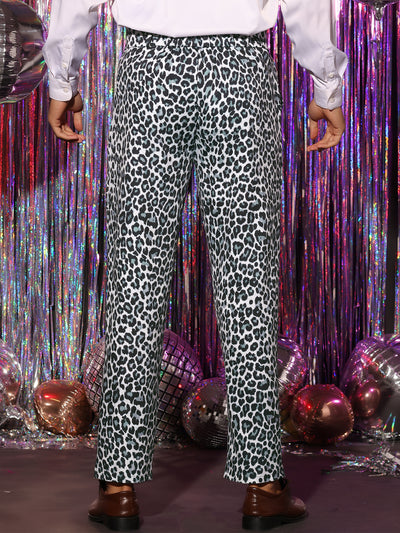 Animal Printed Dress Pants Flat Front Regular Fit Party Trousers