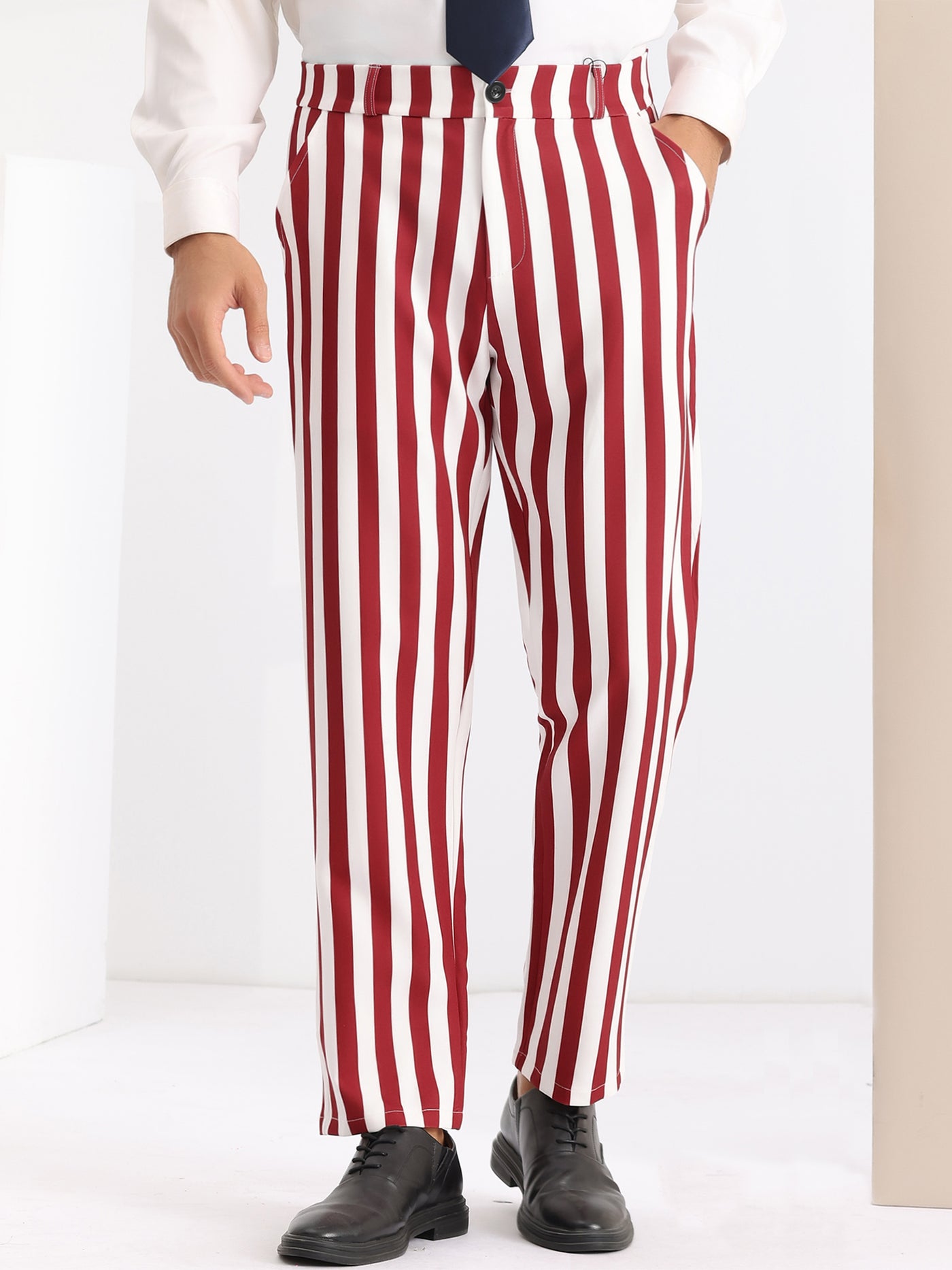 Bublédon Striped Dress Pants Straight Leg Color Block Business Trousers