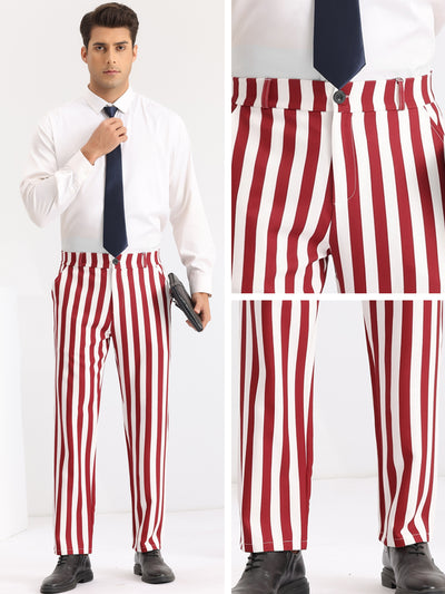 Striped Dress Pants Straight Leg Color Block Business Trousers