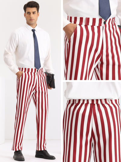 Striped Dress Pants Straight Leg Color Block Business Trousers