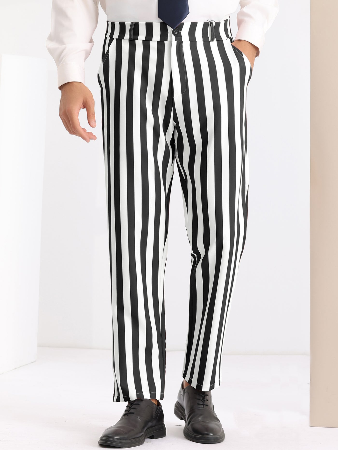 Bublédon Striped Dress Pants Straight Leg Color Block Business Trousers