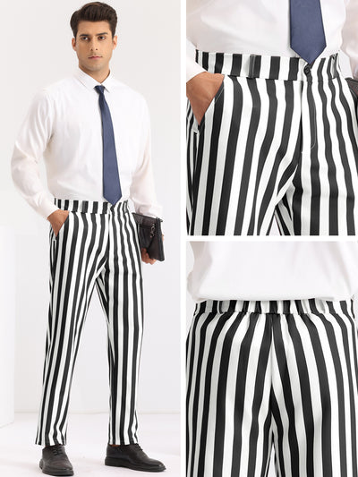 Striped Dress Pants Straight Leg Color Block Business Trousers