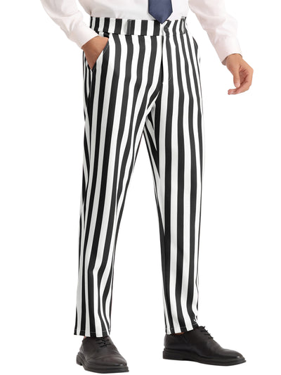 Striped Dress Pants Straight Leg Color Block Business Trousers