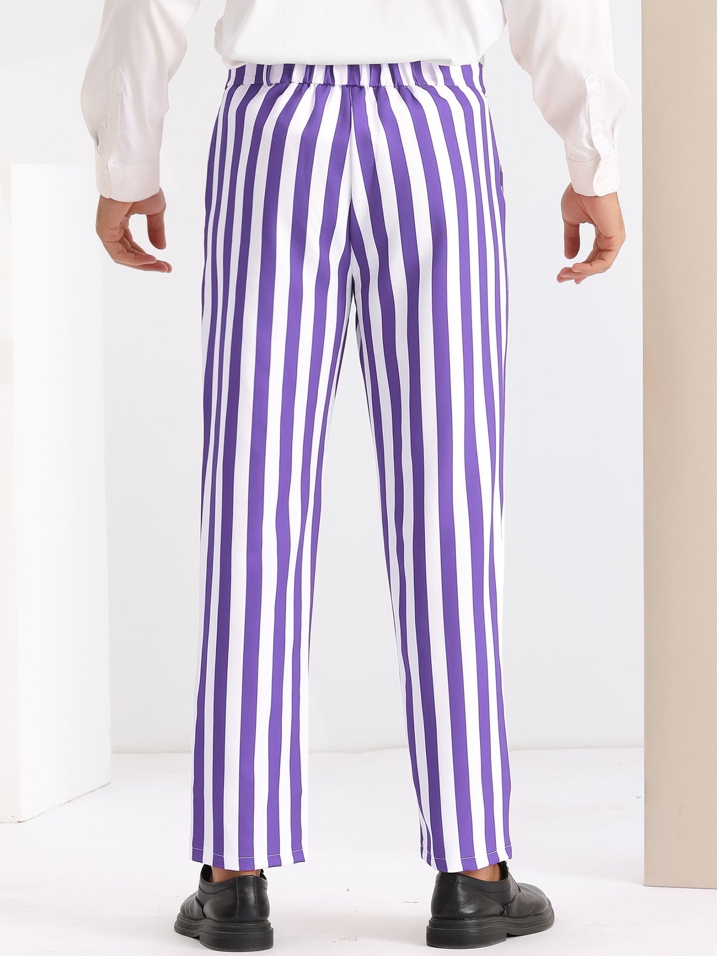 Bublédon Striped Dress Pants Straight Leg Color Block Business Trousers