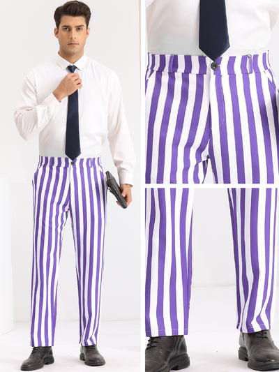 Striped Dress Pants Straight Leg Color Block Business Trousers