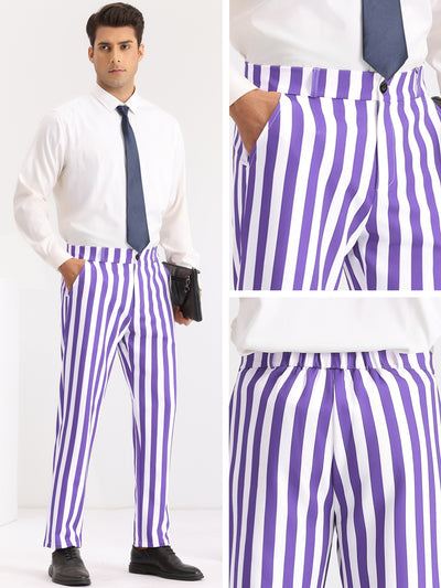 Striped Dress Pants Straight Leg Color Block Business Trousers