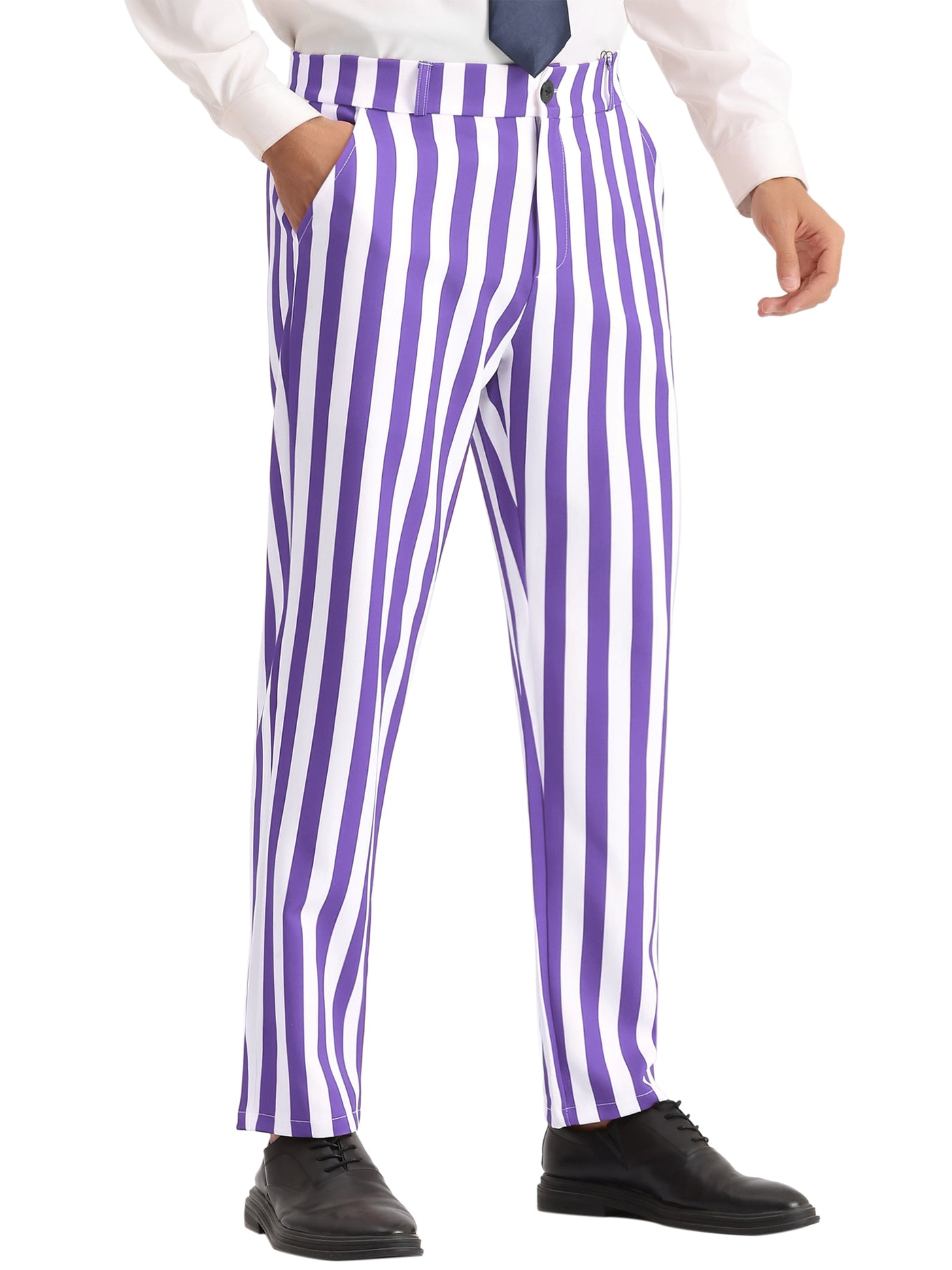 Bublédon Striped Dress Pants Straight Leg Color Block Business Trousers