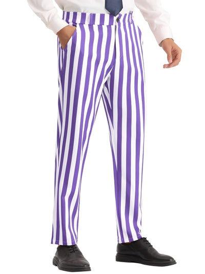 Striped Dress Pants Straight Leg Color Block Business Trousers