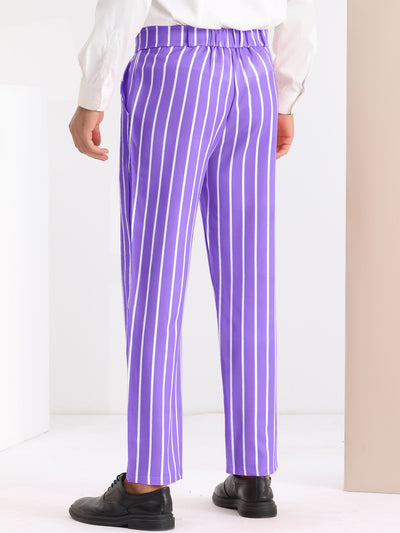 Striped Slacks Flat Front Stripes Printed Business Formal Trouser Pants