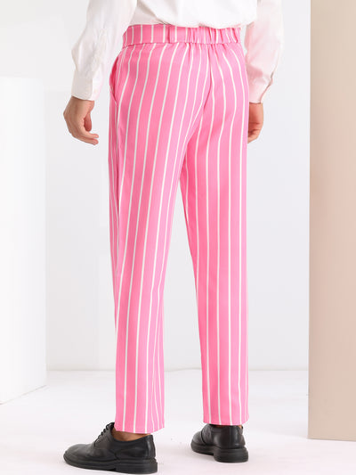 Striped Slacks Flat Front Stripes Printed Business Formal Trouser Pants