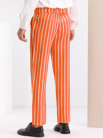 Striped Slacks Flat Front Stripes Printed Business Formal Trouser Pants