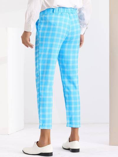 Plaid Stretch Flat Front Formal Checked Golf Dress Pants