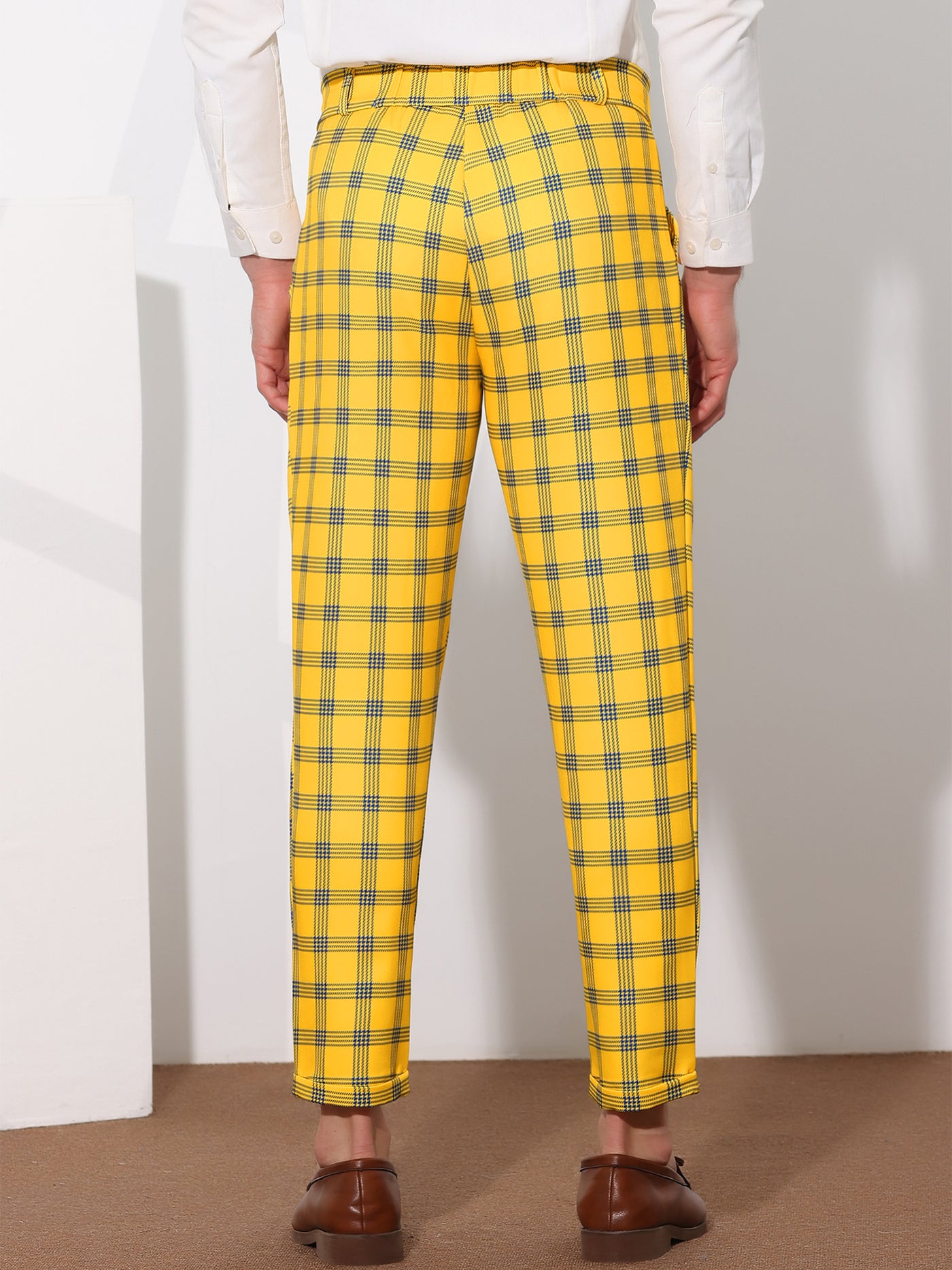 Bublédon Plaid Stretch Flat Front Formal Checked Golf Dress Pants