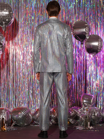 Metallic Sequin Blazer and Pants Party Two Pieces Suit Set