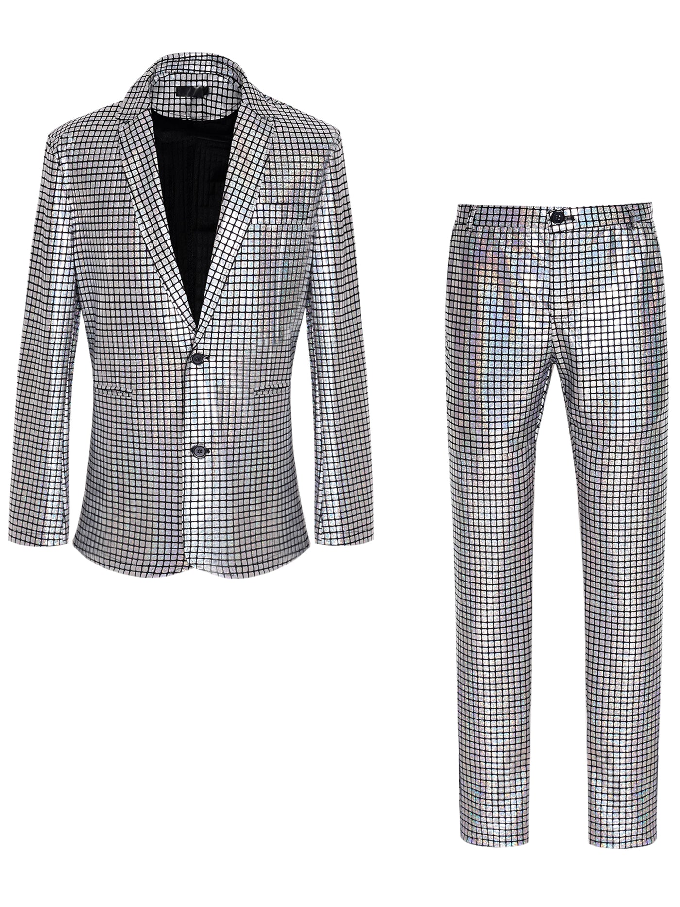 Bublédon Metallic Sequin Blazer and Pants Party Two Pieces Suit Set