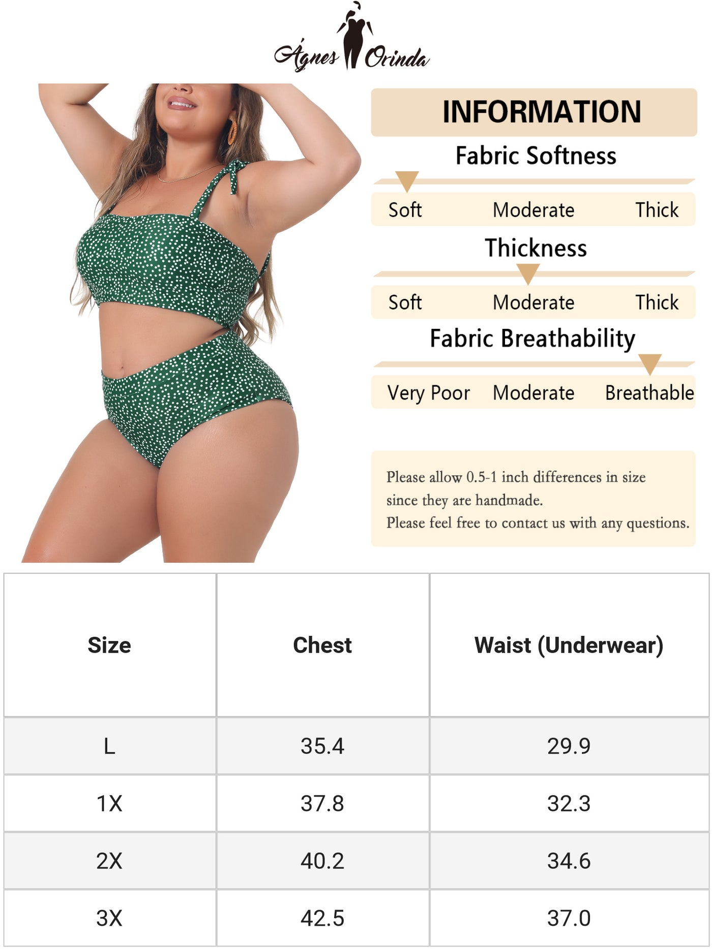 Bublédon Plus Size Swimsuit for Women Two Piece Bathing Suit High Waisted Tummy Control Bikini Set