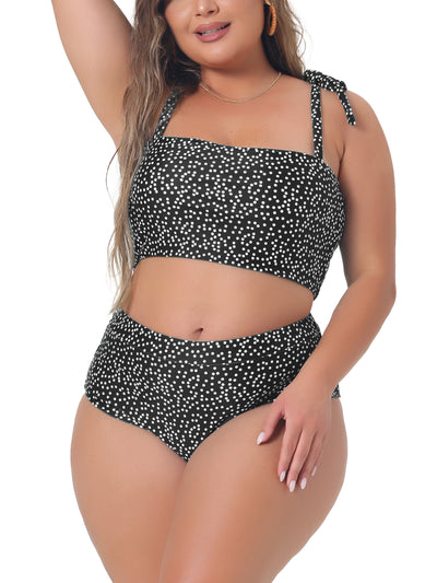 Plus Size Swimsuit for Women Two Piece Bathing Suit High Waisted Tummy Control Bikini Set