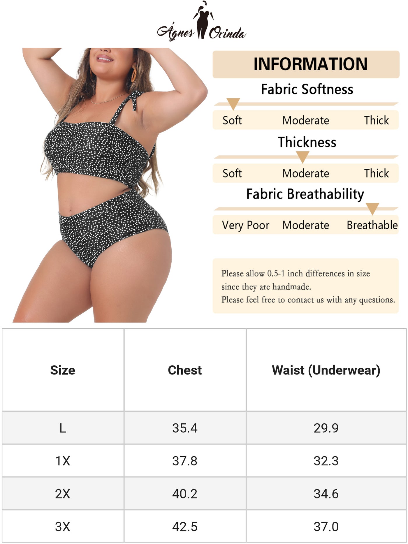 Bublédon Plus Size Swimsuit for Women Two Piece Bathing Suit High Waisted Tummy Control Bikini Set