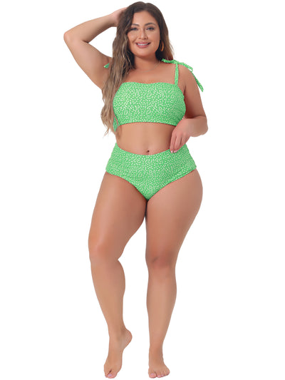 Plus Size Swimsuit for Women Two Piece Bathing Suit High Waisted Tummy Control Bikini Set