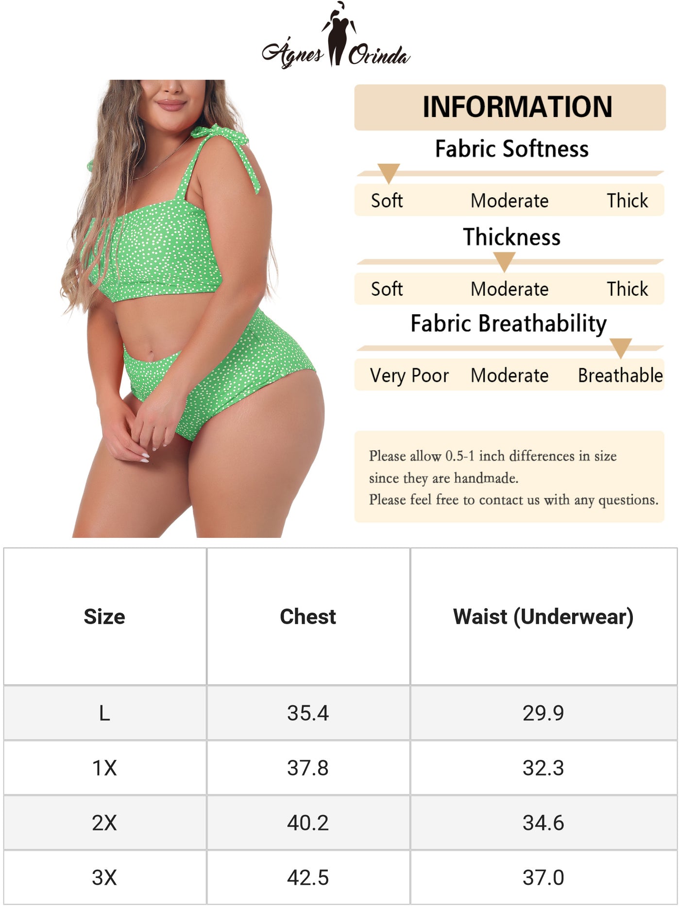 Bublédon Plus Size Swimsuit for Women Two Piece Bathing Suit High Waisted Tummy Control Bikini Set