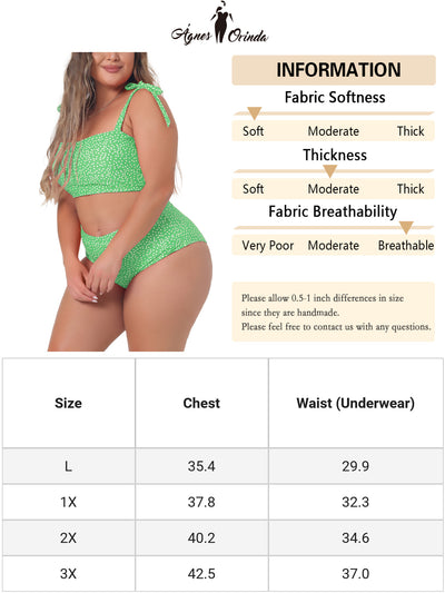 Plus Size Swimsuit for Women Two Piece Bathing Suit High Waisted Tummy Control Bikini Set