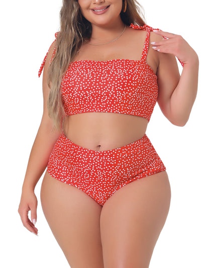 Plus Size Swimsuit for Women Two Piece Bathing Suit High Waisted Tummy Control Bikini Set