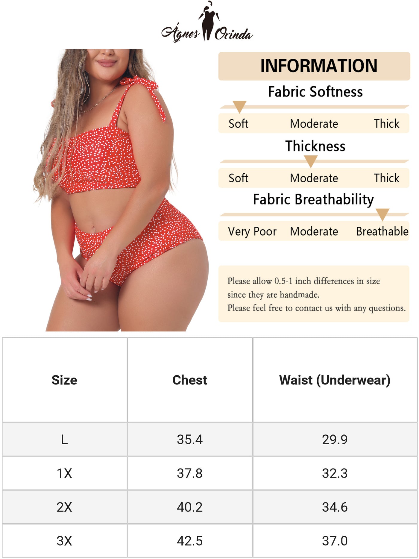 Bublédon Plus Size Swimsuit for Women Two Piece Bathing Suit High Waisted Tummy Control Bikini Set