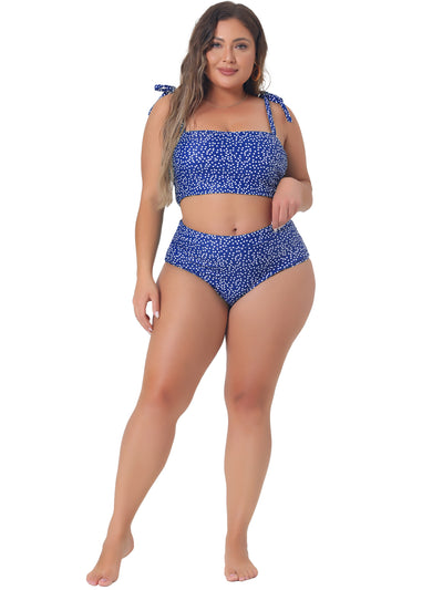 Plus Size Swimsuit for Women Two Piece Bathing Suit High Waisted Tummy Control Bikini Set