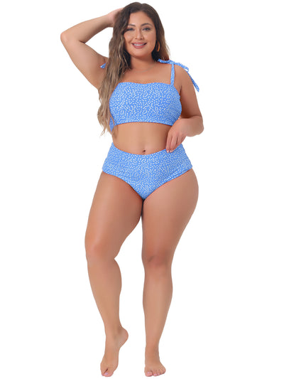 Plus Size Swimsuit for Women Two Piece Bathing Suit High Waisted Tummy Control Bikini Set