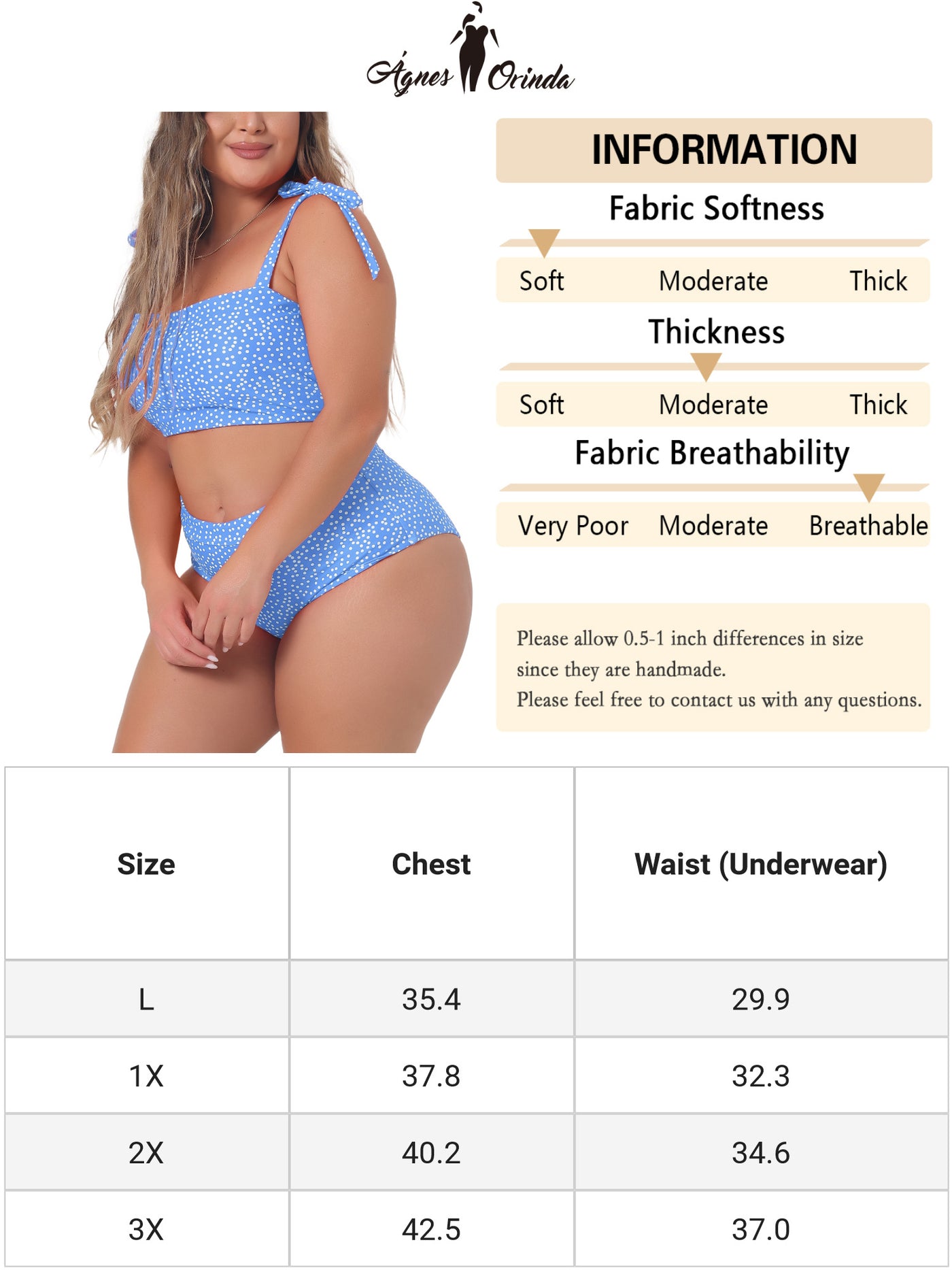 Bublédon Plus Size Swimsuit for Women Two Piece Bathing Suit High Waisted Tummy Control Bikini Set